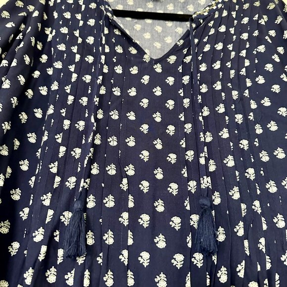 NWOT Old Navy Blue & Green Floral Print Empire Tassel Dress (Size: XXL) - Picture 8 of 12